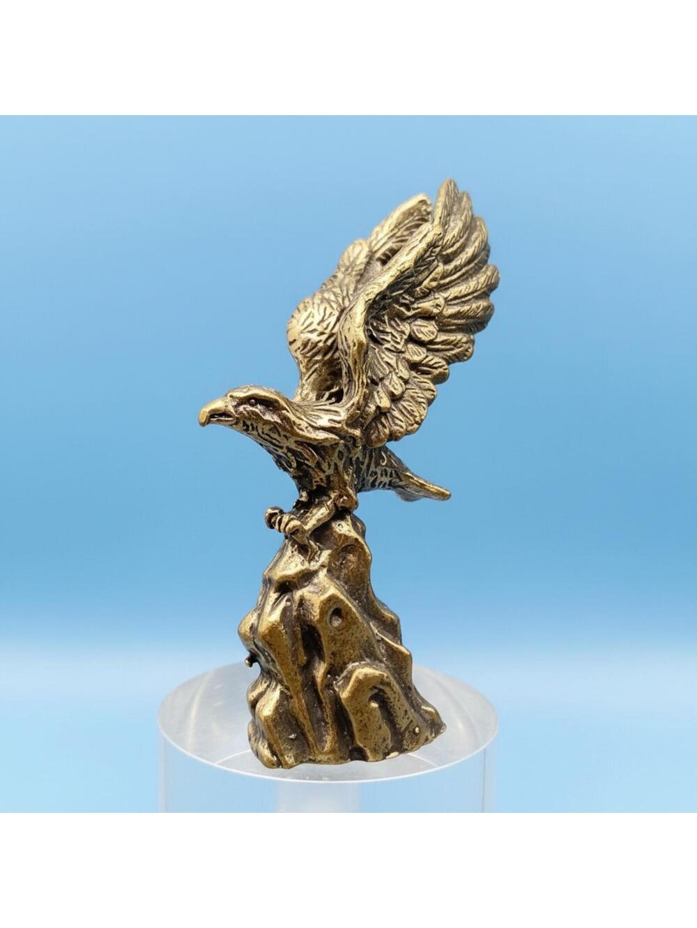 Brass Eagle Figurine on Rock Base